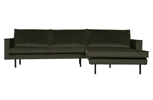 BePureHome-collectie Rodeo Chaise Longue Rechts Velvet Dark Green Hunter