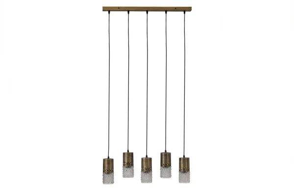 BePureHome-collectie Sprinkle Hanglamp 5 Lampen Glas Antique Brass