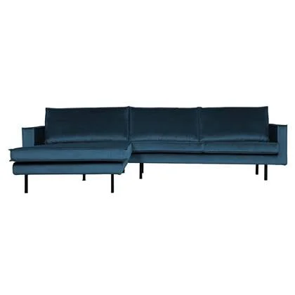 BePureHome Rodeo Chaise Longue Links - Velvet - Blauw