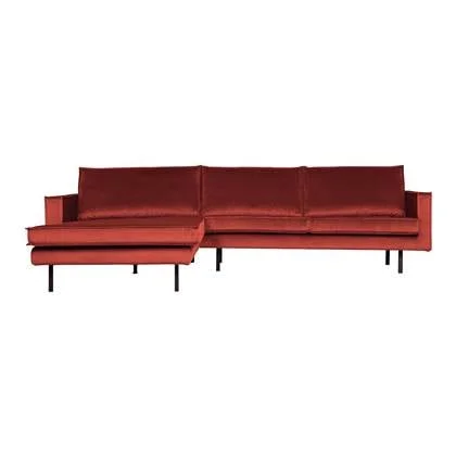 BePureHome Rodeo Chaise Longue Links - Velvet - Chestnut