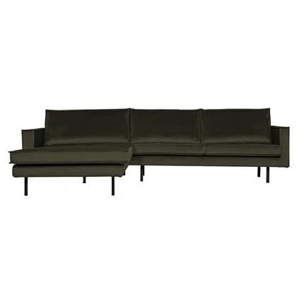 BePureHome Rodeo Chaise Longue Links - Velvet - Green Hunter