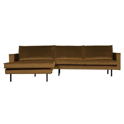 BePureHome Rodeo Chaise Longue Links - Velvet - Honinggeel