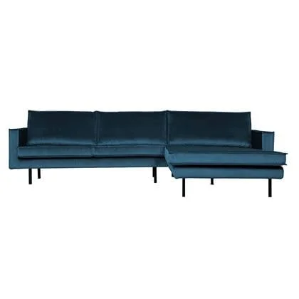 BePureHome Rodeo Chaise Longue Rechts - Velvet - Blauw