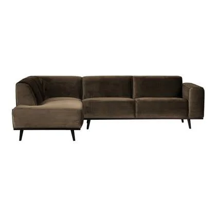 BePureHome Statement Hoekbank Links - Fluweel - Taupe