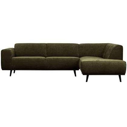 BePureHome Statement Hoekbank Rechts - Ribstof - Groen - 77x274x210