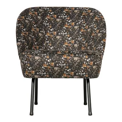 BePureHome Vogue Fauteuil - Fluweel Aquarel Flower Zwart