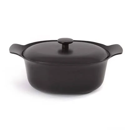 Berghoff Ron Line ovale kookpot met deksel 28cm gietijzer zwart