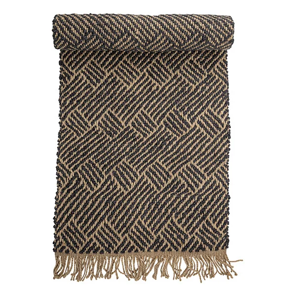 Bloomingville-collectie Jute loper Aby zwart/naturel 200x70 cm