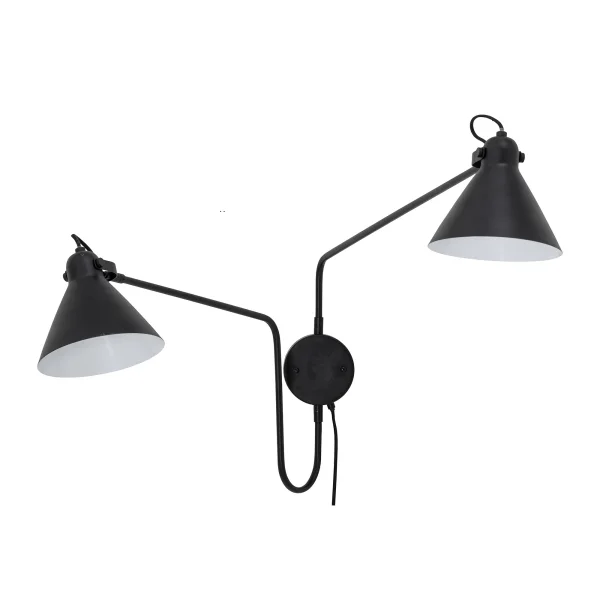 Bloomingville-collectie Metalen wandlamp Felicity 2-arms zwart