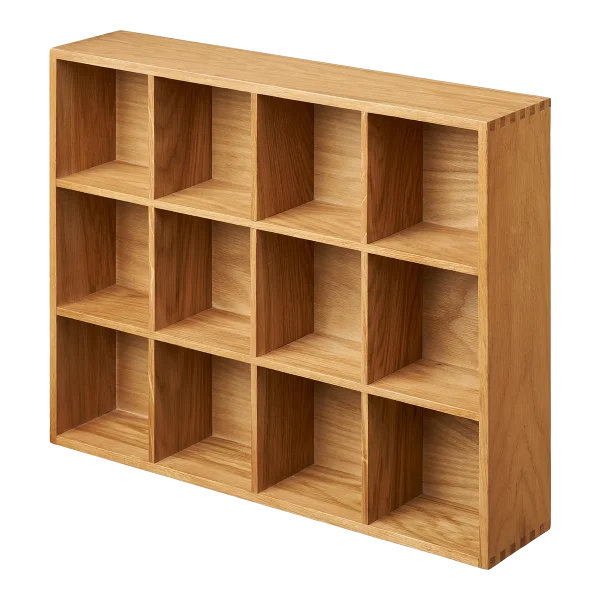 Boet eikenhouten wandplank - 12 vakken - 39 x 51 cm