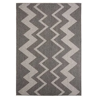 Boho&me Buitenkleed zig zag Sunny - donkergrijs - 240x340 cm