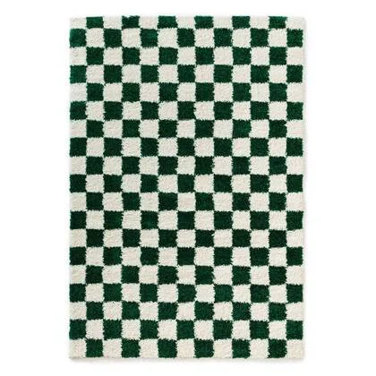 Boho&me Checkerboard vloerkleed - Check ivoor|jade - 300x400 cm