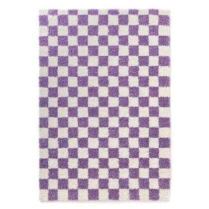 Boho&me Checkerboard vloerkleed - Check ivoor|lila - 300x400 cm