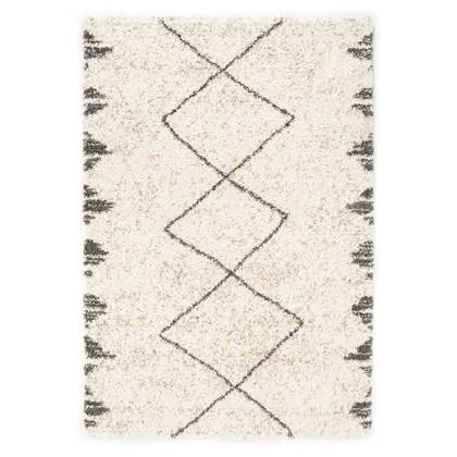 Boho&me Hoogpolig vloerkleed berber Artisan - wit|grijs - 300x400 cm