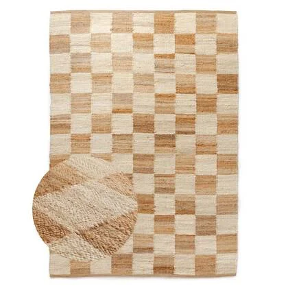 Boho&me Jute vloerkleed - Patch naturel|wit - 120x170 cm