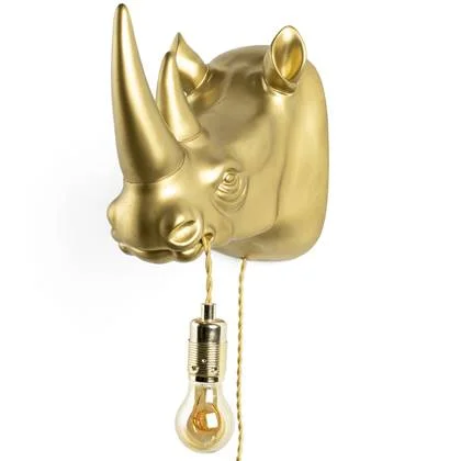 Bold Monkey Mind Your Own Rhino Wandlamp Goud