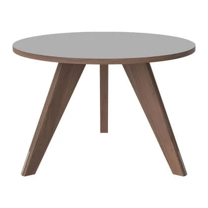 Bolia New Mood Salontafel - Geolied Walnoot - Ø 60 cm - Lichtgrijs
