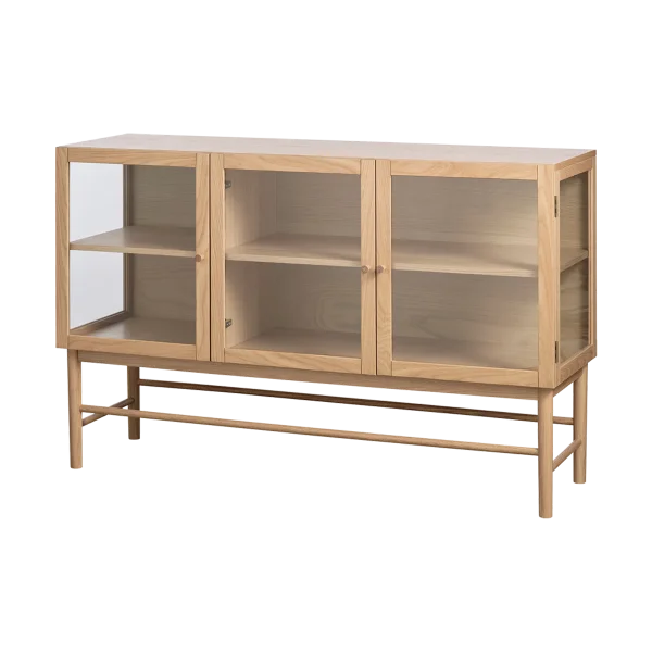 Boris eikenhouten dressoir naturel - met glazen deuren - 140 x 43 cm