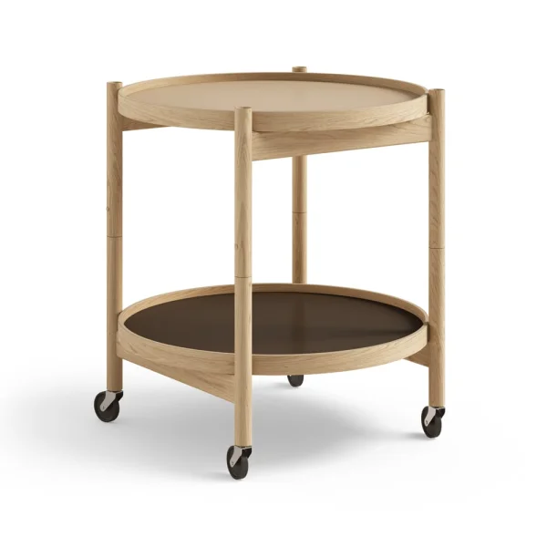 Brdr. Krüger Bølling Tray Table model 50 roltafel earth, geolied eikenhouten onderstel