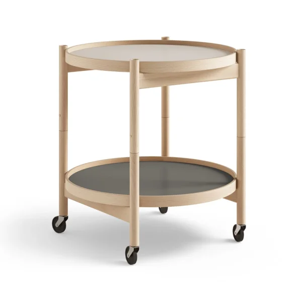 Brdr. Krüger Bølling Tray Table model 50 roltafel stone, geolied beukenhouten onderstel