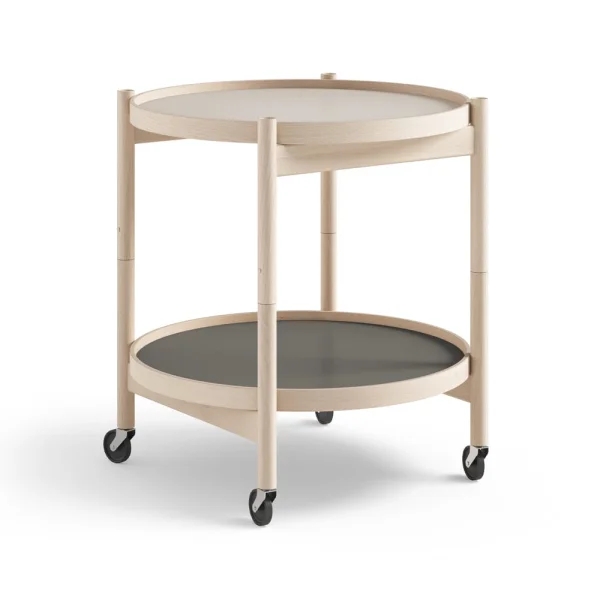 Brdr. Krüger Bølling Tray Table model 50 roltafel stone, onbehandeld beukenhouten onderstel