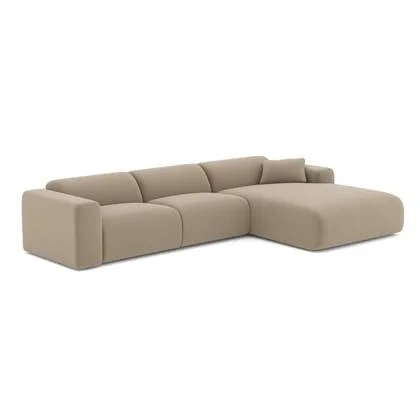 Brede hoekbank bouclette taupe 280cm