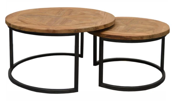 Brix Salontafel Lou rond, set van 2 stuks - Hout