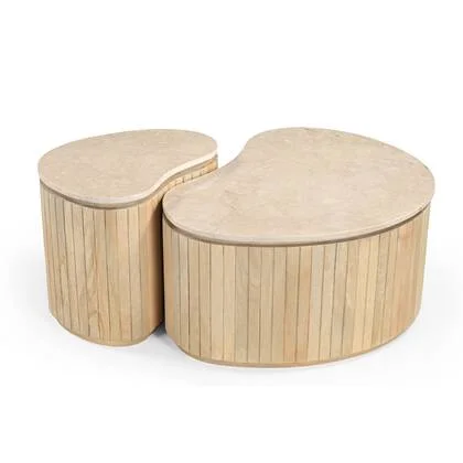 Brix - Salontafel Sorai Natural Bottecino Set van 2 - 38x50x40cm