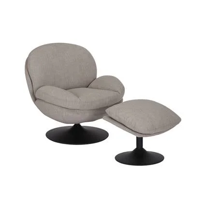 Bronx71 Draaifauteuil met hocker Isobel linnen taupe