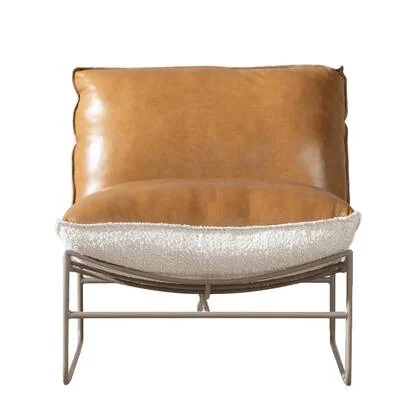 Bronx71 Fauteuil Maceo leer|bouclé cognac|beige