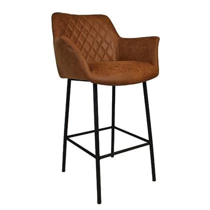 Bronx71 Industriële barstoel Club cognac eco leer 78 cm - Barkrukken