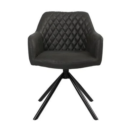 Bronx71 Industriële eetkamerstoel Dex zwart eco-leer - Eetkamerstoelen