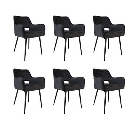 Bronx71 Velvet eetkamerstoel Mika antraciet - Eetkamerstoelen set van