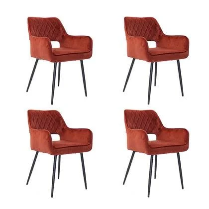 Bronx71 Velvet eetkamerstoel Mika koper - Eetkamerstoelen set van 4