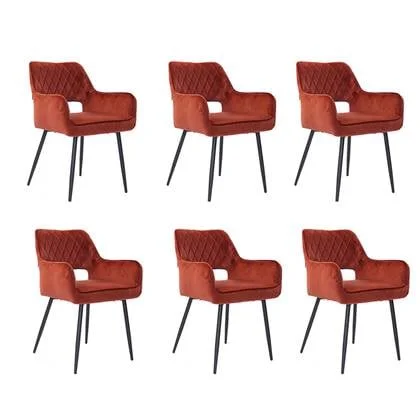 Bronx71 Velvet eetkamerstoel Mika koper - Eetkamerstoelen set van 6