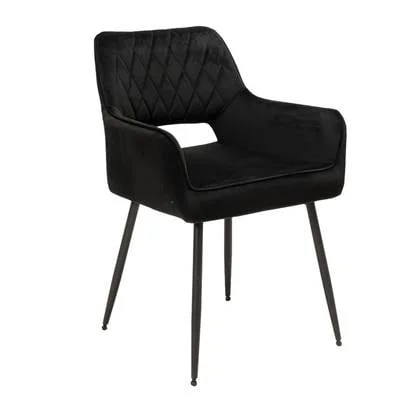 Bronx71 Velvet eetkamerstoel Mika zwart - Eetkamerstoelen set van 6