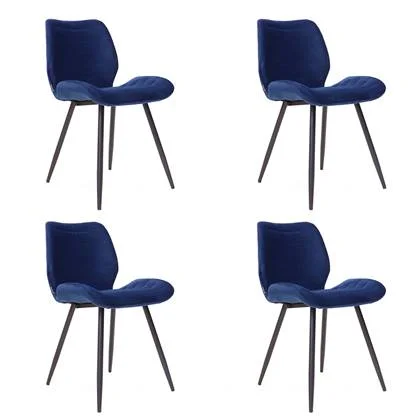 Bronx71 Velvet eetkamerstoel Toby donkerblauw - Eetkamerstoelen set