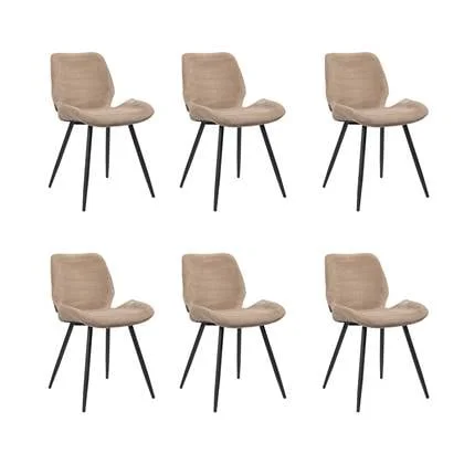 Bronx71 Velvet eetkamerstoel Toby taupe - Eetkamerstoelen set van 6