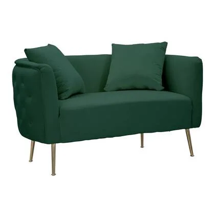 Bucarest - 2-sitzs Bank in metaal en stof goud en groen