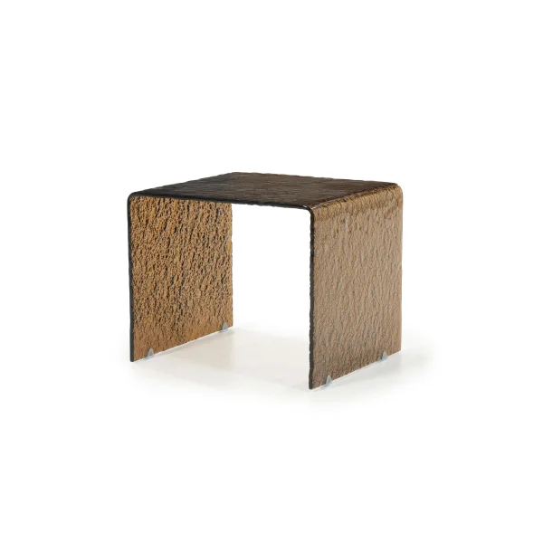 By-Boo Bijzettafel Ripple Glas, 50 x 45cm - Bruin
