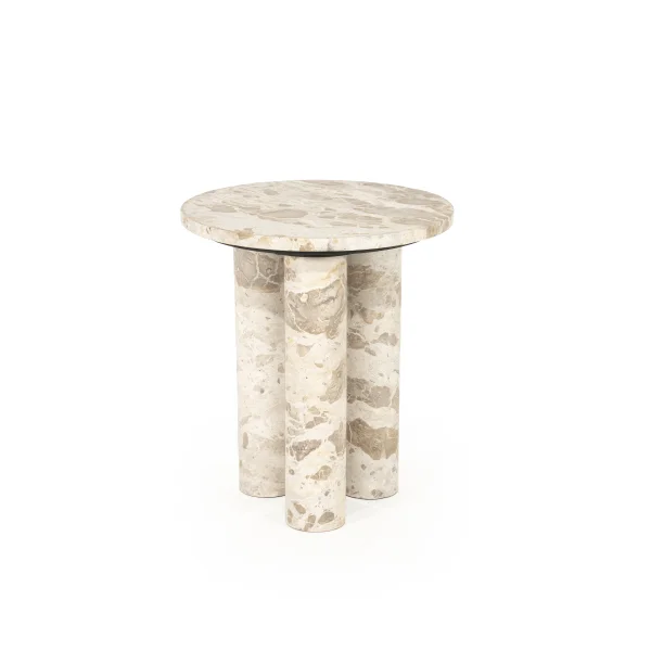 By-Boo Ronde Bijzettafel Marmo Marmer, 40cm - Beige