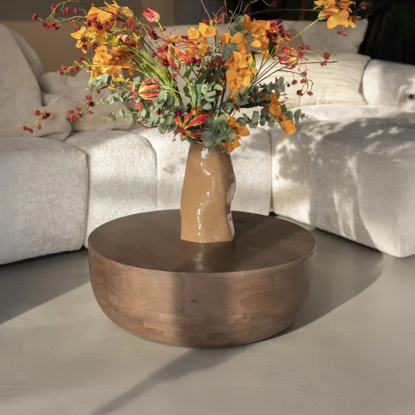 By-Boo Ronde Salontafel Karibu Mangohout, 70cm - Bruin