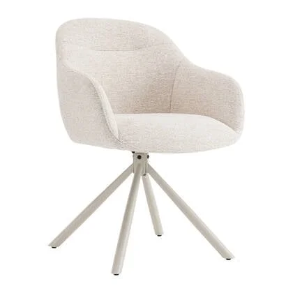 by fonQ Hush Eetkamerstoel - Chenille - Beige / Beige