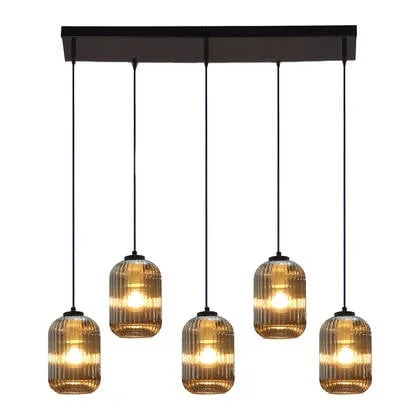 by fonQ Ribba Hanglamp - 5 Lichts - Smokey Glas