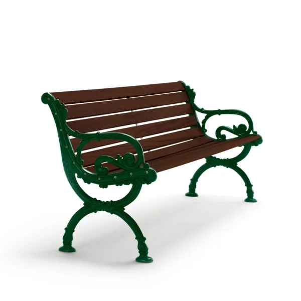 Byarums bruk Byarum bank Sparrenhout bruine beits, groen frame, 155 cm