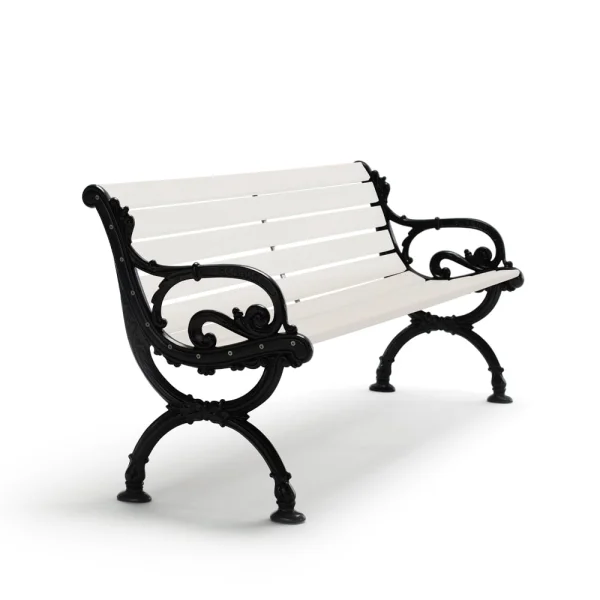 Byarums bruk Byarum bank Wit gelakt sparrenhout, zwart frame, 155 cm