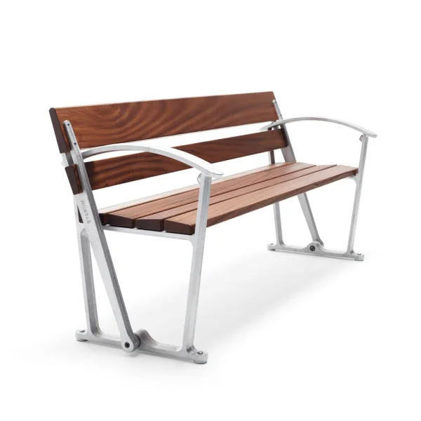 Byarums bruk Waterloo bank Mahonie, onbewerkt aluminium frame