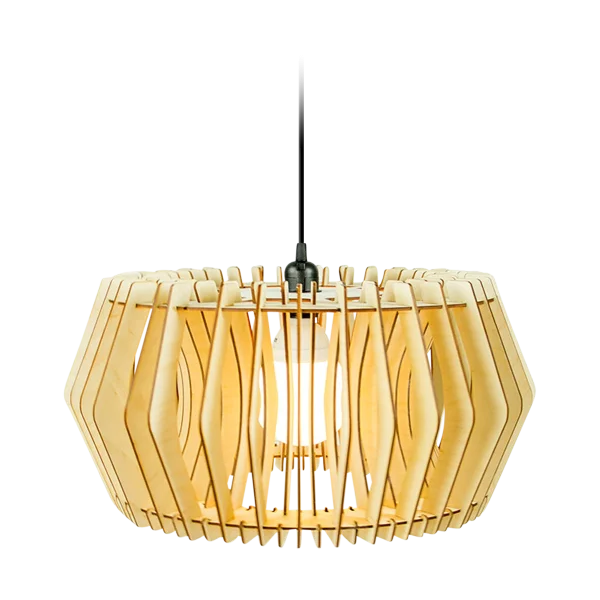 Caeser S houten hanglamp small - met koordset zwart - Ø 43 cm