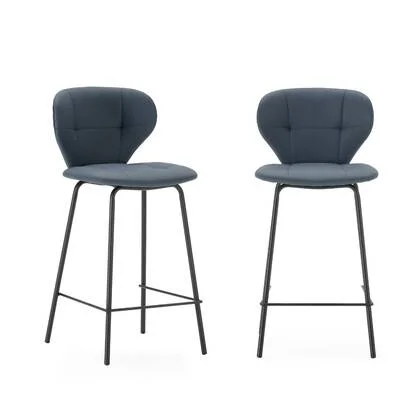 Calicosy - 2 barkrukken MAURA - H67 cm - Zwart metaal - Donkergrijs