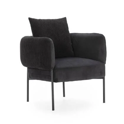 Calicosy - Fauteuil ARUNI - L73 cm - Metalen poten - Zwart